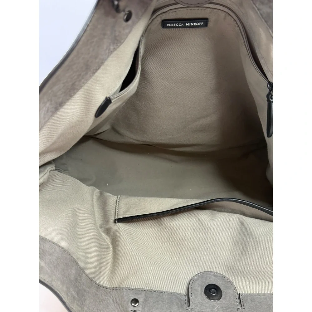 Rebecca Minkoff Grey Leather Chain Link Large Tote Bag Gunmetal Hardware‎